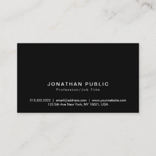 Plain Stylish Minimalist Modern Black Professional Business Card