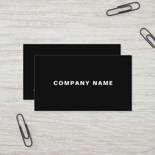 Plain Stylish Minimalist Modern Black Professional Business Card (Front/Back In Situ)