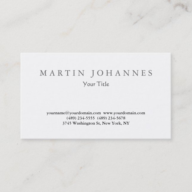 Plain stylish professional white business card (Front)