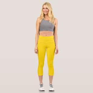 Plain Sunflower Yellow Capri Leggings