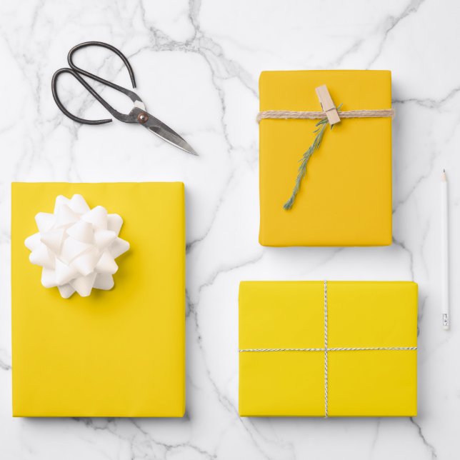 Plain Sunny Burst Gold Colour Shade Tone 3 Wrapping Paper Sheet (Front)