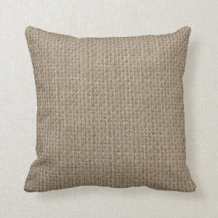 Plain tan burlap background template throw pillow