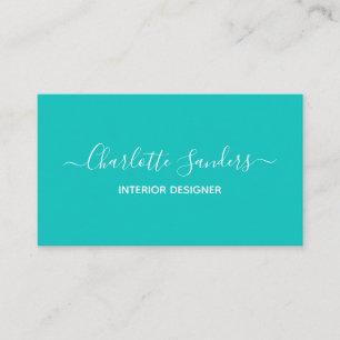 Plain teal solid colour business card