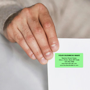 Plain Text Business Brand on Light Green Address Label