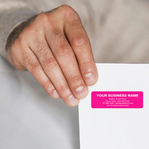 Plain Text Business Brand on Pink Return Address