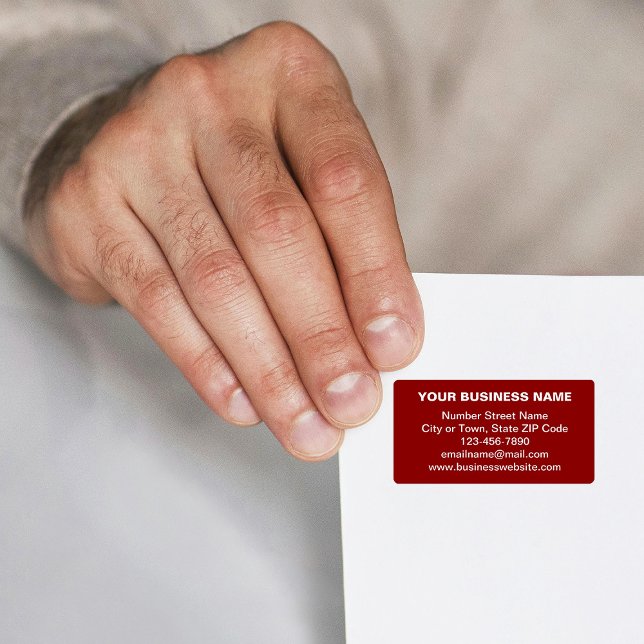 Plain Text Business Brand on Red Address Label (Red address label with your business brand in plain text)