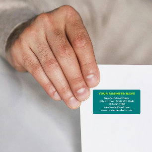 Plain Text Business Brand on Teal Geen Address Label