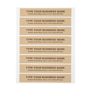 Plain Text Light Brown Business Wraparound Address Label