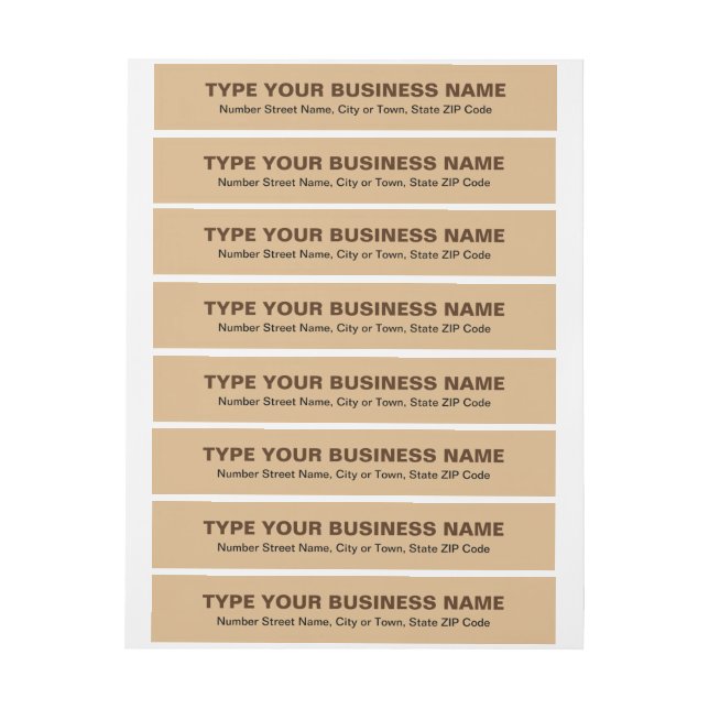Plain Text Light Brown Business Wraparound Address Label (Sheet)
