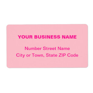 Plain Text Monochrome Pink Business Shipping Label