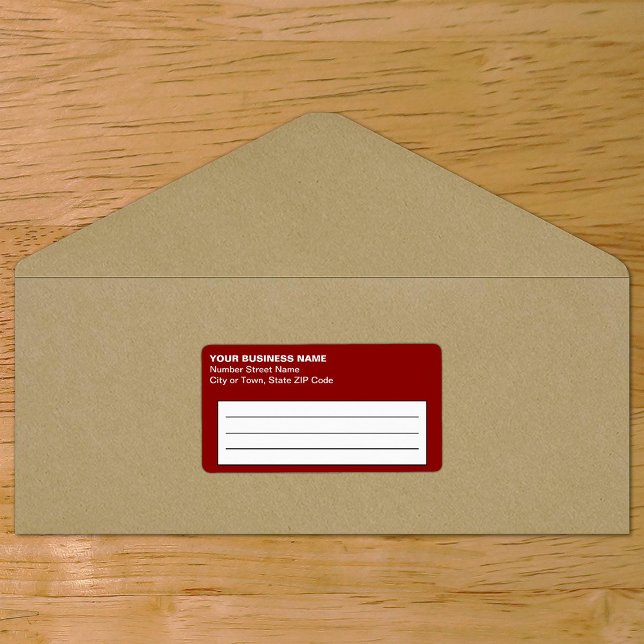 Plain Text Red Business Shipping Label (Plain text red business shipping label on envelope)