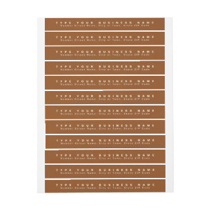 Plain Texts Brown Business Return Address Slim Wrap Around Label