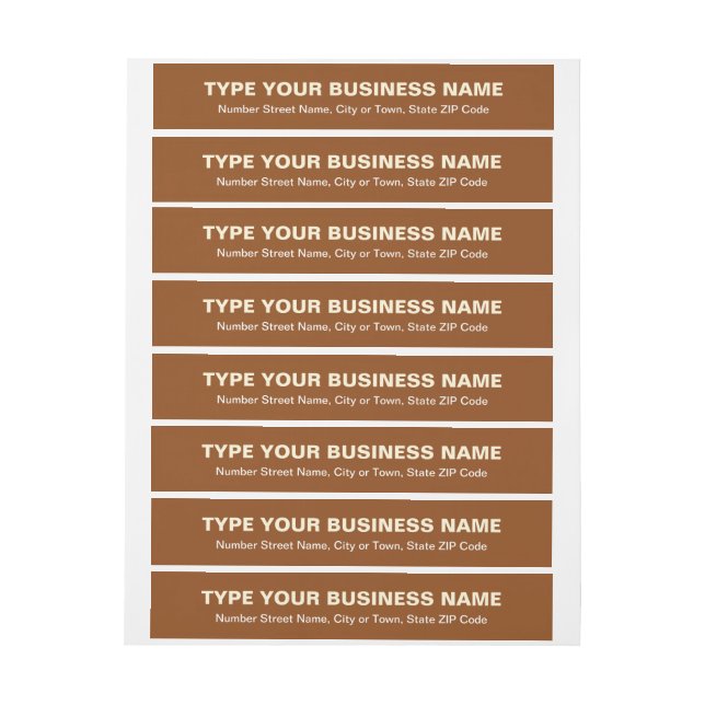 Plain Texts Brown Business Return Address Wrap Around Label (Sheet)