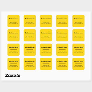 Plain Texts Business Address on Yellow Square Sticker
