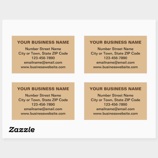 Plain Texts Business Brand on Light Brown Sticker (Sheet)