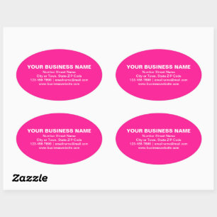 Plain Texts Business Brand on Pink Oval Sticker