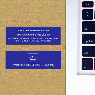 Plain Texts Design on Front Side of Blue Mini Business Card