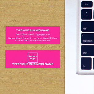 Plain Texts Design on Front Side of Pink Mini Business Card