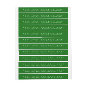 Plain Texts Green Business Return Address Slim Wrap Around Label