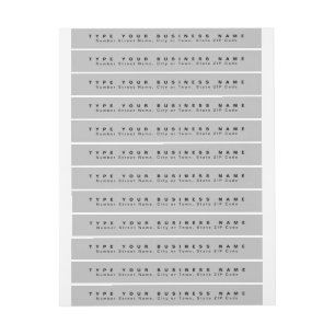 Plain Texts Grey Business Return Address Slim Wrap Around Label