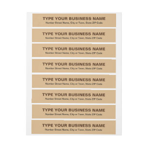 Plain Texts Light Brown Business Return Address Wrap Around Label