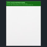 Plain Texts on Monochrome Green Heading of Letterhead<br><div class="desc">Simple and plain texts designs are often easy to understand and remember. Plain texts design heading of letterhead that you can customize to advertise your business or to promote your brand name to customers or clients. Customizable office supply that you can use to build brand name awareness. Design on the...</div>