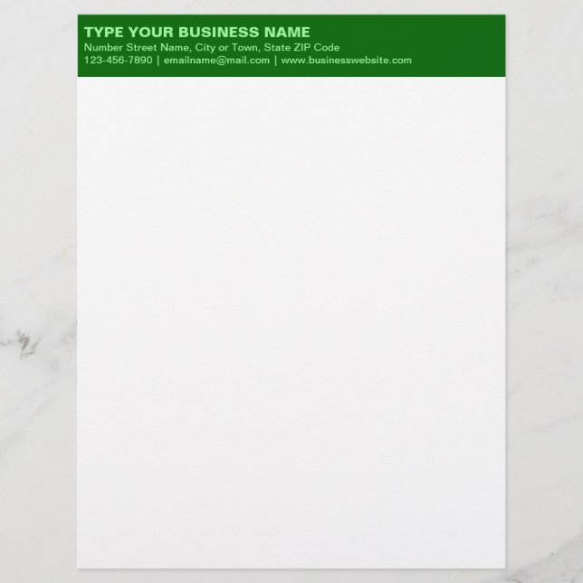 Plain Texts on Monochrome Green Heading of Letterhead (Front)