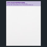 Plain Texts on Monochrome Purple Heading of Letterhead<br><div class="desc">Simple and plain texts designs are often easy to understand and remember. Plain texts design heading of letterhead that you can customize to advertise your business or to promote your brand name to customers or clients. Customizable office supply that you can use to build brand name awareness. Design on the...</div>