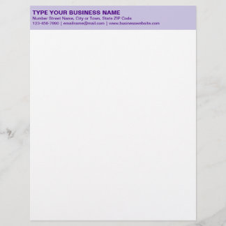 Plain Texts on Monochrome Purple Heading of Letterhead