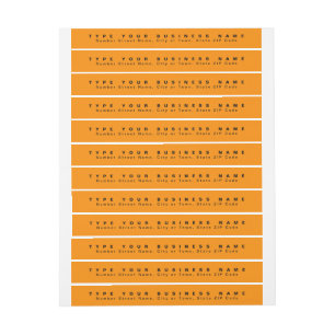 Plain Texts Orange Business Return Address Slim Wrap Around Label