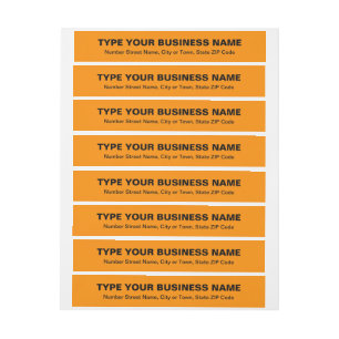 Plain Texts Orange Colour Business Return Address Wrap Around Label