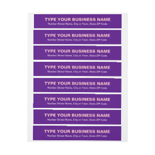 Plain Texts Purple Business Return Address Wrap Around Label