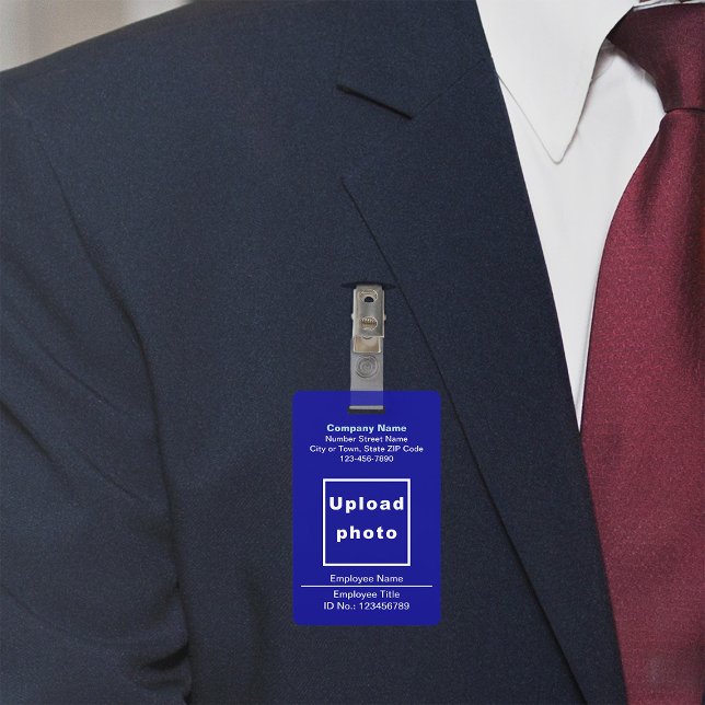 Plain Texts With Employee Photo Blue Badge (Blue company badge)