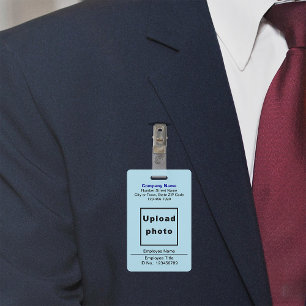 Plain Texts With Employee Photo Light Blue Badge