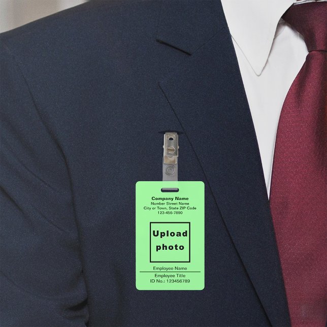 Plain Texts With Employee Photo Light Green Badge (Light green company badge)