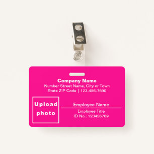 Plain Texts With Employee Photo Rectangle Pink Badge