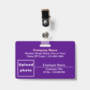 Plain Texts With Employee Photo Rectangle Purple Badge