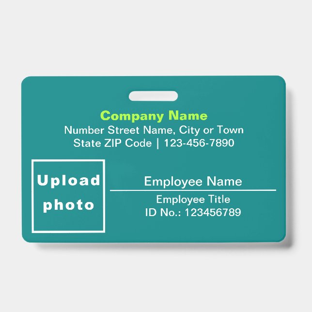 Plain Texts With Photo Rectangle Teal Green Badge (Front)