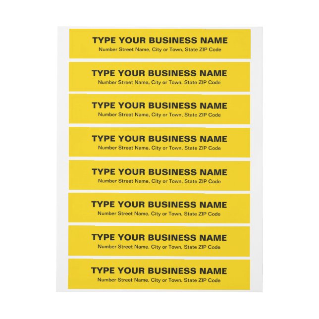 Plain Texts Yellow Business Return Address Wrap Around Label (Sheet)