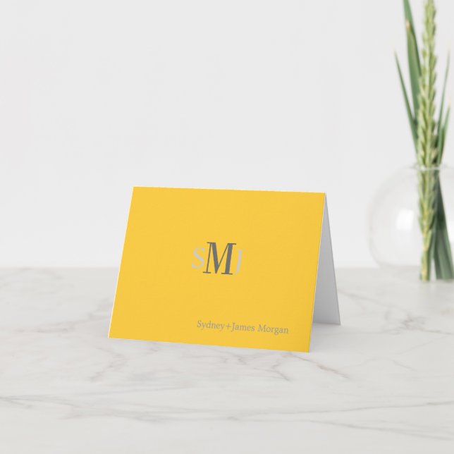 Plain Thank You Cards, wedding monogram Card (Front)