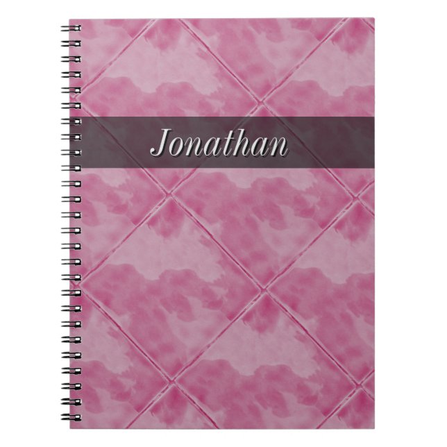 Plain Tile Ceramic Surface Pink any Text Notebook (Front)