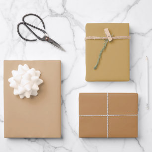 Plain Toast Camel Canvas Brown Shades 3 Tones Wrapping Paper Sheet