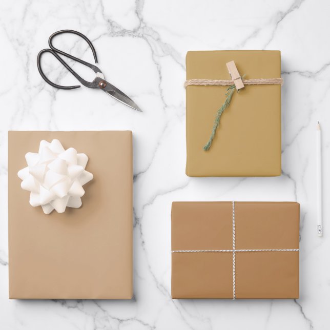 Plain Toast Camel Canvas Brown Shades 3 Tones Wrapping Paper Sheet (Front)