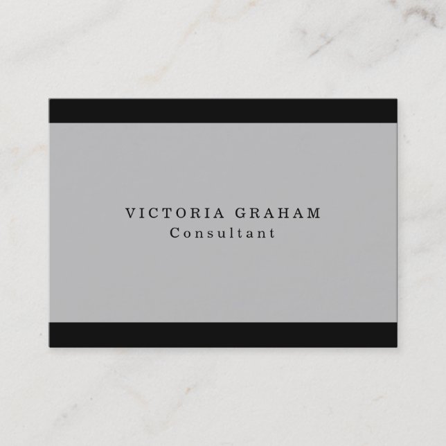 Plain Trendy Grey Black Professional Creative Business Card (Front)