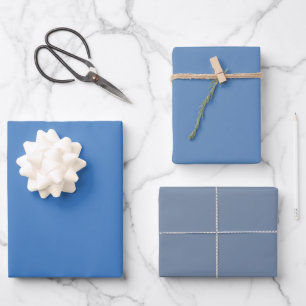 Plain Tufts Lake Shadow Blue Shades 3 Tones Wrapping Paper Sheet