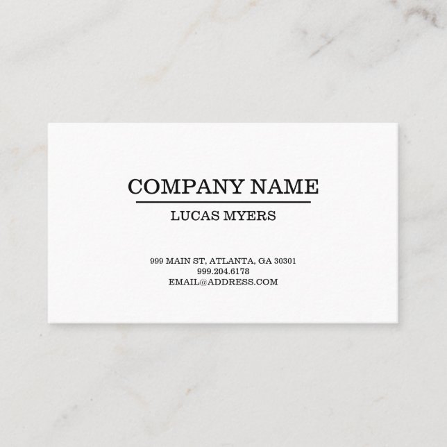 Plain Typewriter Font Business Card (Front)