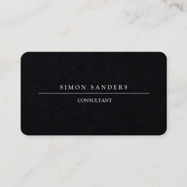 Plain Unique Minimalist Premium Black Business Card (Front)