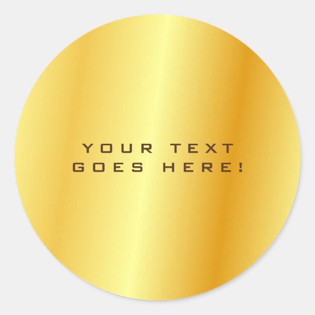 Plain Unique Special Gold Colour Background Classic Round Sticker (Front)
