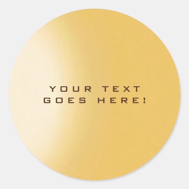 Plain Unique Special Gold Colour Background Classic Round Sticker (Front)