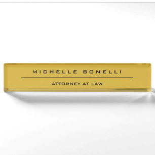 Plain Unique Special Gold Colour Background Lawyer Nameplate